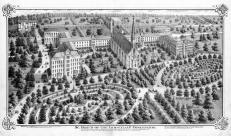 Bird's Eye View of St. Mary's of the Immaculate Conception, St. Joseph County 1875